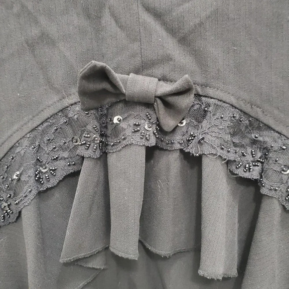 Rampage‎ Women's Y2K Black Ruffle Hem Bow Back Knee Length Skirt Junior's Size 7 - Picture 3 of 4